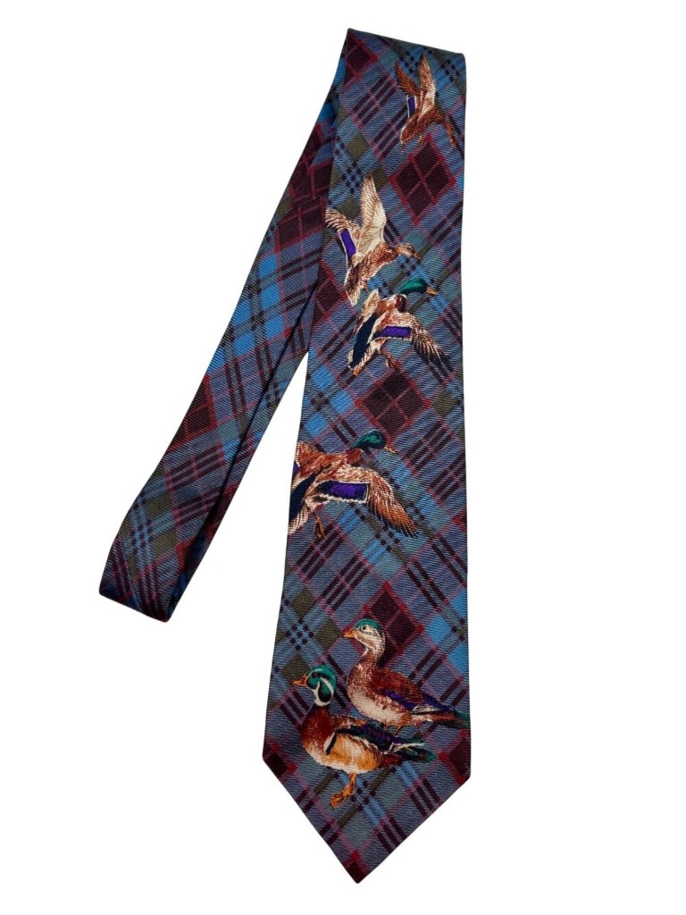 Vintage Polo Ralph Lauren Plaid Mallard Duck Silk Necktie Tie